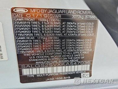 Zdjęcie 14 z 14 samochodu: 2019 LAND ROVER RANGE ROVER HSE VIN:SALGS2SVXKA547036 - miniatura