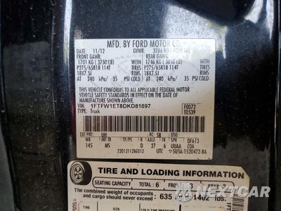Zdjęcie 12 z 12 samochodu: 2013 FORD F150 SUPERCREW VIN:1FTFW1ET8DKD81897 - miniatura