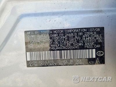 Zdjęcie 12 z 12 samochodu: 2008 LEXUS ES 350 VIN:JTHBJ46G382265690 - miniatura
