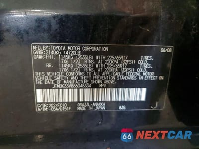 Zdjęcie 13 z 13 samochodu: 2008 TOYOTA RAV4 BASE VIN:JTMBK33V886048334 - miniatura