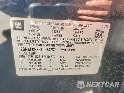 Zdjęcie 13 z 13 samochodu: 2015 CHEVROLET EQUINOX LT VIN:2GNALCEK8F6274237 - miniatura