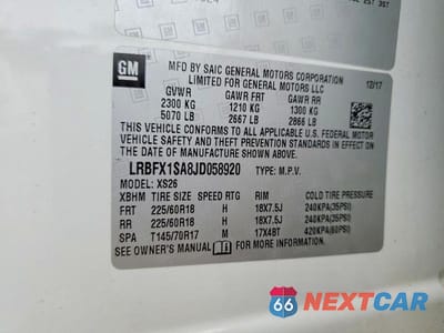 Zdjęcie 13 z 13 samochodu: 2018 BUICK ENVISION ESSENCE VIN:LRBFX1SA8JD058920 - miniatura