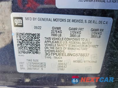 Zdjęcie 12 z 12 samochodu: 2022 GMC SIERRA K1500 AT4 VIN:3GTPUEEL8NG578837 - miniatura