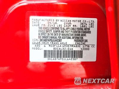 Zdjęcie 12 z 12 samochodu: 2018 NISSAN SENTRA SV VIN:3N1AB7AP0JL642387 - miniatura