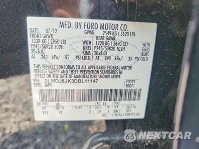 Zdjęcie 13 z 13 samochodu: 2013 LINCOLN MKX VIN:2LMDJ8JK3DBL11147 - miniatura