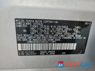 Zdjęcie 13 z 13 samochodu: 2012 TOYOTA RAV4 SPORT VIN:JTMRK4DV8C5108226 - miniatura
