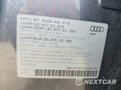 Zdjęcie 14 z 14 samochodu: 2016 AUDI SQ5 PREMIUM PLUS VIN:WA1CCAFP2GA097750 - miniatura