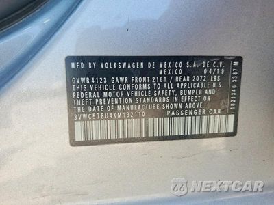 Zdjęcie 12 z 12 samochodu: 2019 VOLKSWAGEN JETTA S VIN:3VWC57BU4KM192110 - miniatura