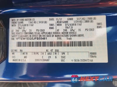 Zdjęcie 13 z 13 samochodu: 2018 FORD F150 SUPERCREW VIN:1FTEW1EG5JFB55481 - miniatura