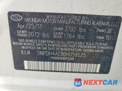 Zdjęcie 12 z 12 samochodu: 2011 HYUNDAI ELANTRA GLS VIN:5NPDH4AE8BH059525 - miniatura