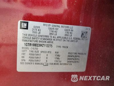 Zdjęcie 12 z 12 samochodu: 2017 GMC SIERRA C1500 SLE VIN:1GTR1MEC8HZ112275 - miniatura