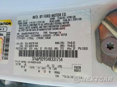 Zdjęcie 12 z 12 samochodu: 2017 FORD FUSION TITANIUM VIN:3FA6P0D95HR331754 - miniatura