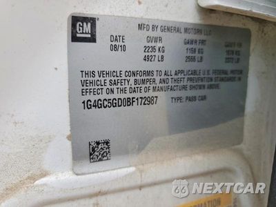 Zdjęcie 12 z 12 samochodu: 2011 BUICK LACROSSE CXL VIN:1G4GC5GD0BF172987 - miniatura