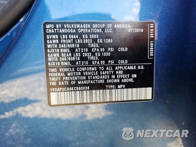 Zdjęcie 13 z 13 samochodu: 2019 VOLKSWAGEN ATLAS S VIN:1V2AP2CA0KC590006 - miniatura