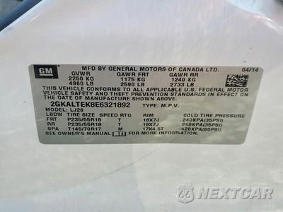 Zdjęcie 13 z 13 samochodu: 2014 GMC TERRAIN SLT VIN:2GKALTEK8E6321892 - miniatura
