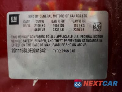 Zdjęcie 12 z 12 samochodu: 2014 CHEVROLET IMPALA LT VIN:2G1115SL9E9241342 - miniatura