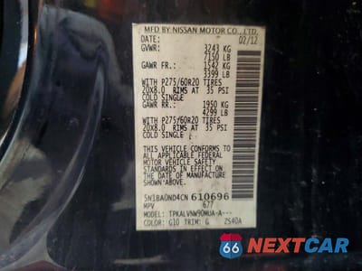Zdjęcie 13 z 13 samochodu: 2012 NISSAN ARMADA SV VIN:5N1BA0ND4CN610696 - miniatura