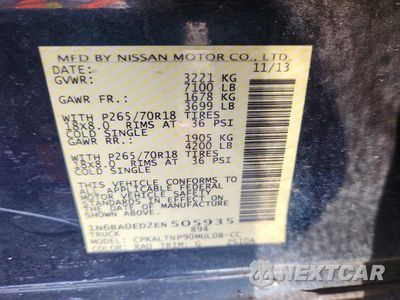 Zdjęcie 12 z 12 samochodu: 2014 NISSAN TITAN SV VIN:1N6BA0ED2EN505935 - miniatura