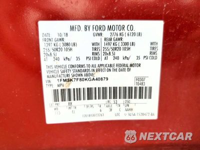 Zdjęcie 13 z 13 samochodu: 2019 FORD EXPLORER LIMITED VIN:1FM5K7F80KGA40879 - miniatura