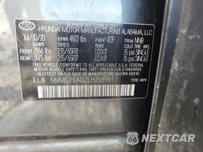 Zdjęcie 13 z 13 samochodu: 2020 HYUNDAI SANTA FE SE VIN:5NMS23AD2LH258983 - miniatura