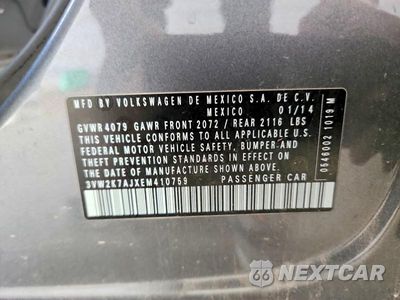 Zdjęcie 12 z 12 samochodu: 2014 VOLKSWAGEN JETTA BASE VIN:3VW2K7AJXEM410759 - miniatura