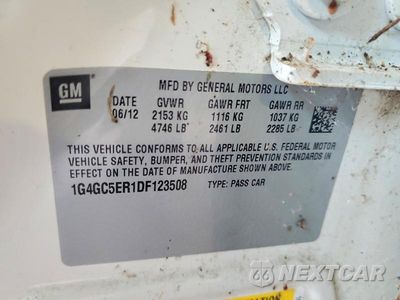 Zdjęcie 12 z 12 samochodu: 2013 BUICK LACROSSE VIN:1G4GC5ER1DF123508 - miniatura