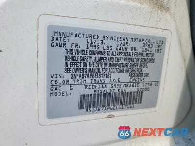 Zdjęcie 12 z 12 samochodu: 2014 NISSAN SENTRA SV VIN:3N1AB7AP6EL617161 - miniatura