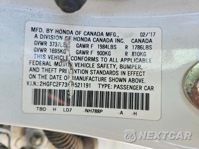 Zdjęcie 12 z 12 samochodu: 2017 HONDA CIVIC EX VIN:2HGFC2F73HH521191 - miniatura