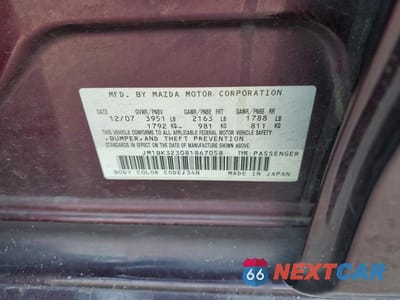 Zdjęcie 12 z 12 samochodu: 2008 MAZDA 3 S VIN:JM1BK323081867058 - miniatura