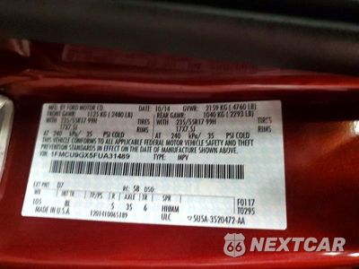 Zdjęcie 13 z 13 samochodu: 2015 FORD ESCAPE SE VIN:1FMCU9GX5FUA31489 - miniatura