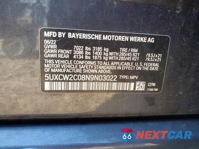 Zdjęcie 13 z 13 samochodu: 2022 BMW X7 XDRIVE40I VIN:5UXCW2C08N9N03022 - miniatura