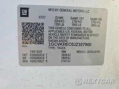 Zdjęcie 12 z 12 samochodu: 2018 CHEVROLET SILVERADO K1500 LT VIN:1GCVKREC0JZ107960 - miniatura