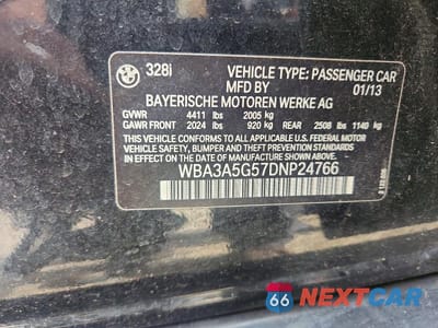 Zdjęcie 12 z 12 samochodu: 2013 BMW 328 I VIN:WBA3A5G57DNP24766 - miniatura