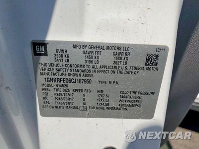 Zdjęcie 13 z 13 samochodu: 2012 CHEVROLET TRAVERSE LS VIN:1GNKRFED6CJ187960 - miniatura