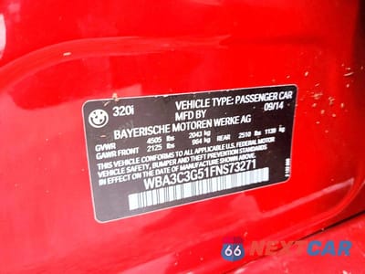 Zdjęcie 12 z 12 samochodu: 2015 BMW 320I VIN:WBA3C3G51FNS73271 - miniatura