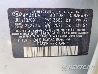 Zdjęcie 13 z 13 samochodu: 2010 HYUNDAI ELANTRA GLS VIN:KMHDU4AD8AU836899 - miniatura
