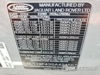 Zdjęcie 12 z 12 samochodu: 2025 LAND ROVER RANGE ROVER SPORT AUTOBIOGRAPHY VIN:SAL119F43SA424567 - miniatura