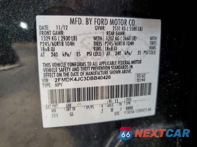Zdjęcie 13 z 13 samochodu: 2013 FORD EDGE SEL VIN:2FMDK4JC3DBB40426 - miniatura