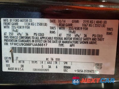 Zdjęcie 13 z 13 samochodu: 2015 FORD ESCAPE SE VIN:1FMCU9G98FUA56517 - miniatura