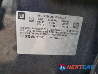 Zdjęcie 12 z 12 samochodu: 2018 CHEVROLET CRUZE LS VIN:1G1BC5SMXJ7151555 - miniatura