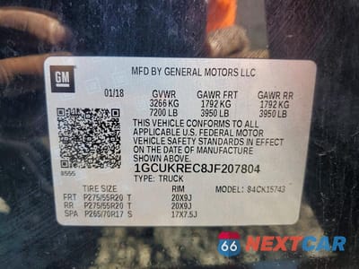 Zdjęcie 12 z 12 samochodu: 2018 CHEVROLET SILVERADO K1500 LT VIN:1GCUKREC8JF207804 - miniatura
