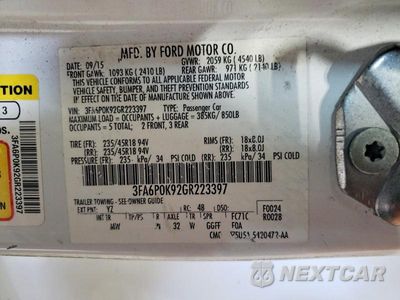 Zdjęcie 12 z 12 samochodu: 2016 FORD FUSION TITANIUM VIN:3FA6P0K92GR223397 - miniatura