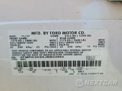 Zdjęcie 13 z 13 samochodu: 2018 FORD EDGE TITANIUM VIN:2FMPK3K9XJBB22902 - miniatura