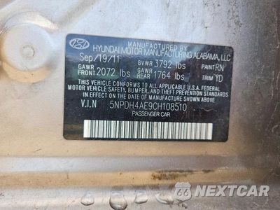 Zdjęcie 12 z 12 samochodu: 2012 HYUNDAI ELANTRA GLS VIN:5NPDH4AE9CH108510 - miniatura