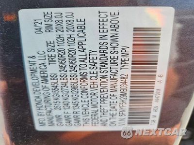 Zdjęcie 12 z 12 samochodu: 2021 HONDA PILOT SE VIN:5FNYF5H29MB034482 - miniatura