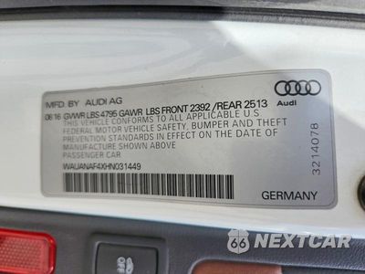 Zdjęcie 12 z 12 samochodu: 2017 AUDI A4 PREMIUM VIN:WAUANAF4XHN031449 - miniatura