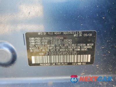 Zdjęcie 13 z 13 samochodu: 2009 SUBARU IMPREZA 2.5I VIN:JF1GE61649H507185 - miniatura