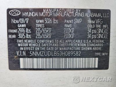 Zdjęcie 13 z 13 samochodu: 2018 HYUNDAI SANTA FE SPORT 2.4L VIN:5NMZUDLB5JH089582 - miniatura