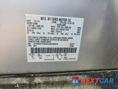 Zdjęcie 14 z 14 samochodu: 2016 FORD EXPLORER XLT VIN:1FM5K7D84GGD09802 - miniatura