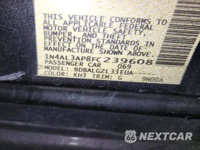 Zdjęcie 14 z 14 samochodu: 2015 NISSAN ALTIMA 2.5 S VIN:1N4AL3AP8FC239608 - miniatura